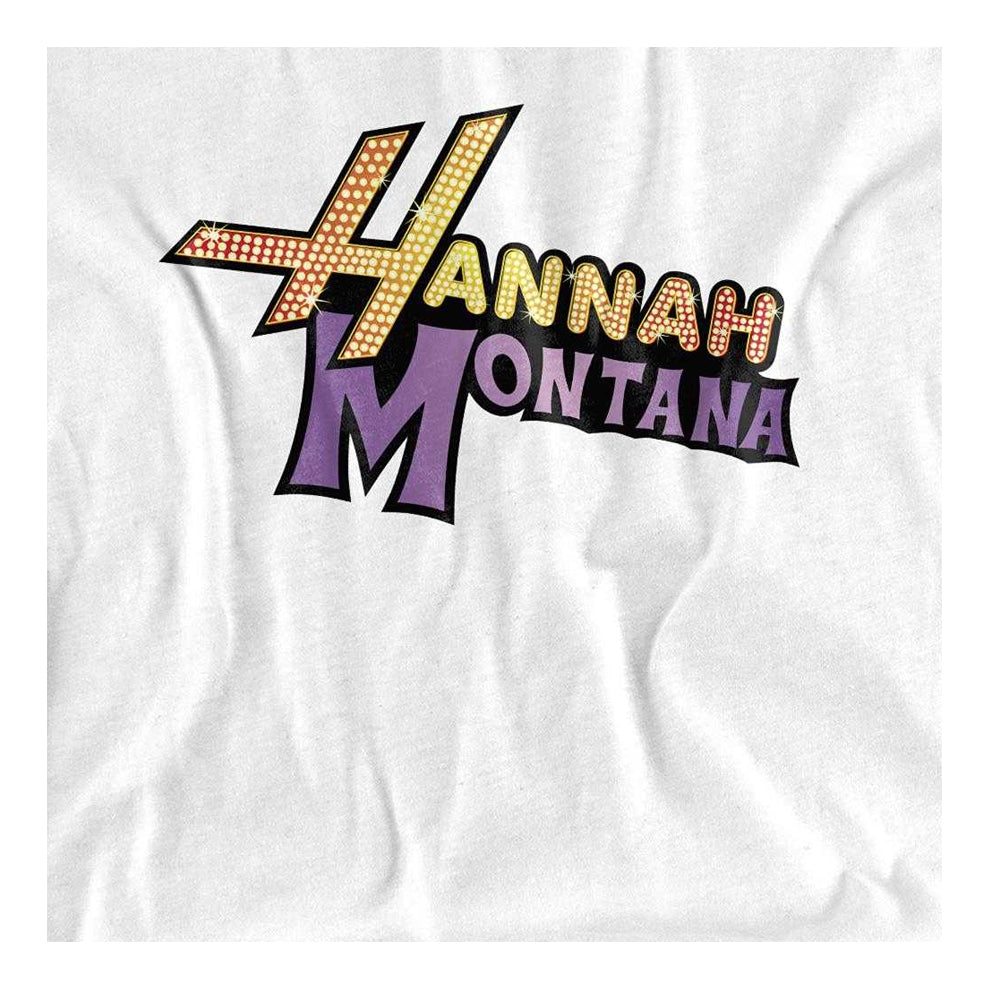 White - Side - Hannah Montana Womens-Ladies Camp Rock Hannah Montana Logo Fashion T-Shirt