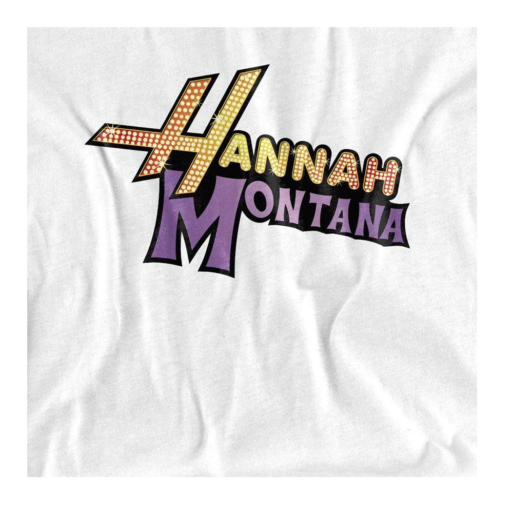 White - Side - Hannah Montana Womens-Ladies Camp Rock Hannah Montana Logo Oversized T-Shirt
