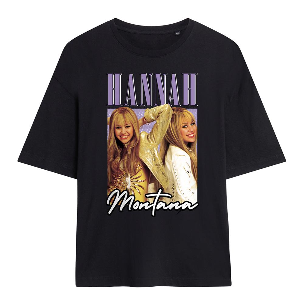 Black - Front - Hannah Montana Womens-Ladies Hannah Montana Montage Oversized T-Shirt