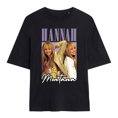 Black - Front - Hannah Montana Womens-Ladies Hannah Montana Montage Oversized T-Shirt