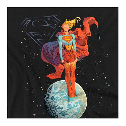Black - Side - Supergirl Womens-Ladies Galactic Woman Of Tomorrow Capped Sleeved T-Shirt