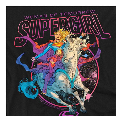 Black - Side - Supergirl Womens-Ladies Woman Of Tomorrow Comet Capped Sleeved T-Shirt