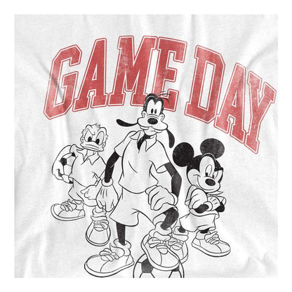 White - Side - Disney Womens-Ladies Friends Game Day Mickey T-Shirt