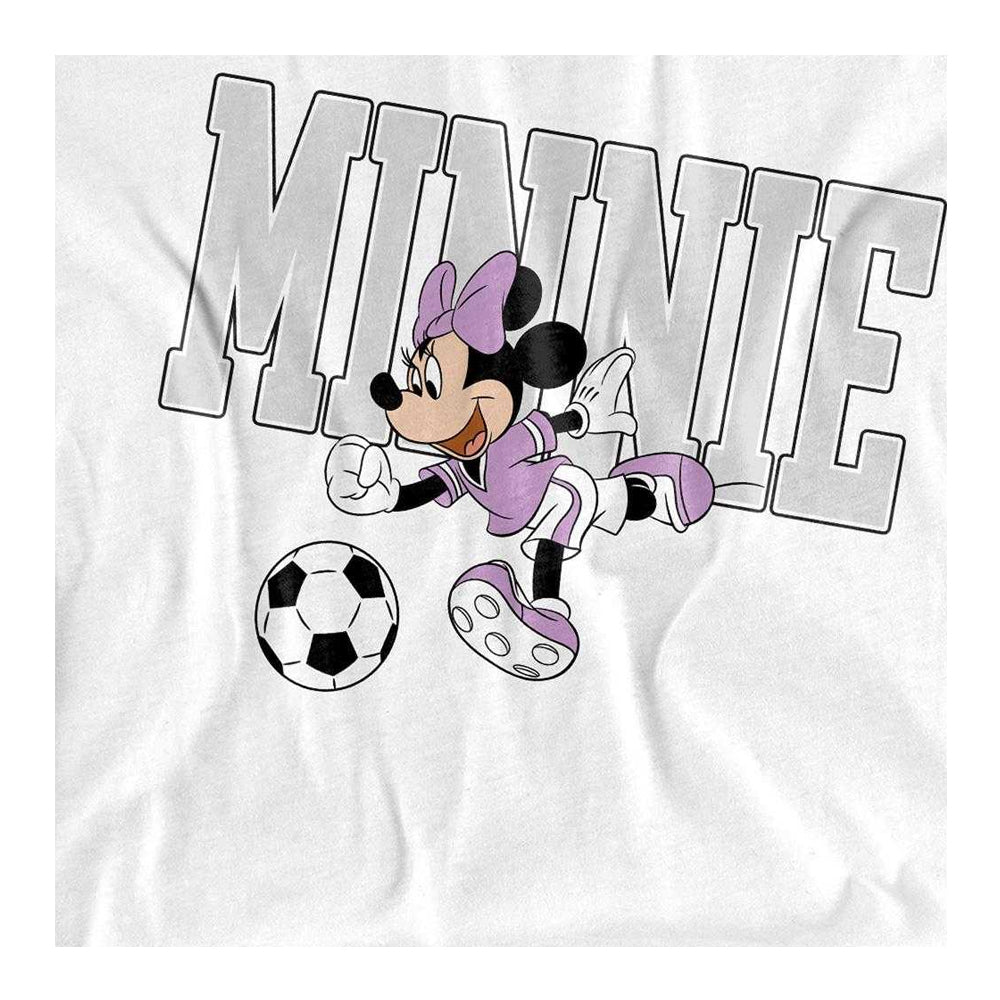 White - Side - Disney Womens-Ladies Football Kick Minnie Mouse T-Shirt