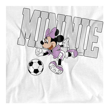 White - Side - Disney Womens-Ladies Football Kick Minnie Mouse T-Shirt