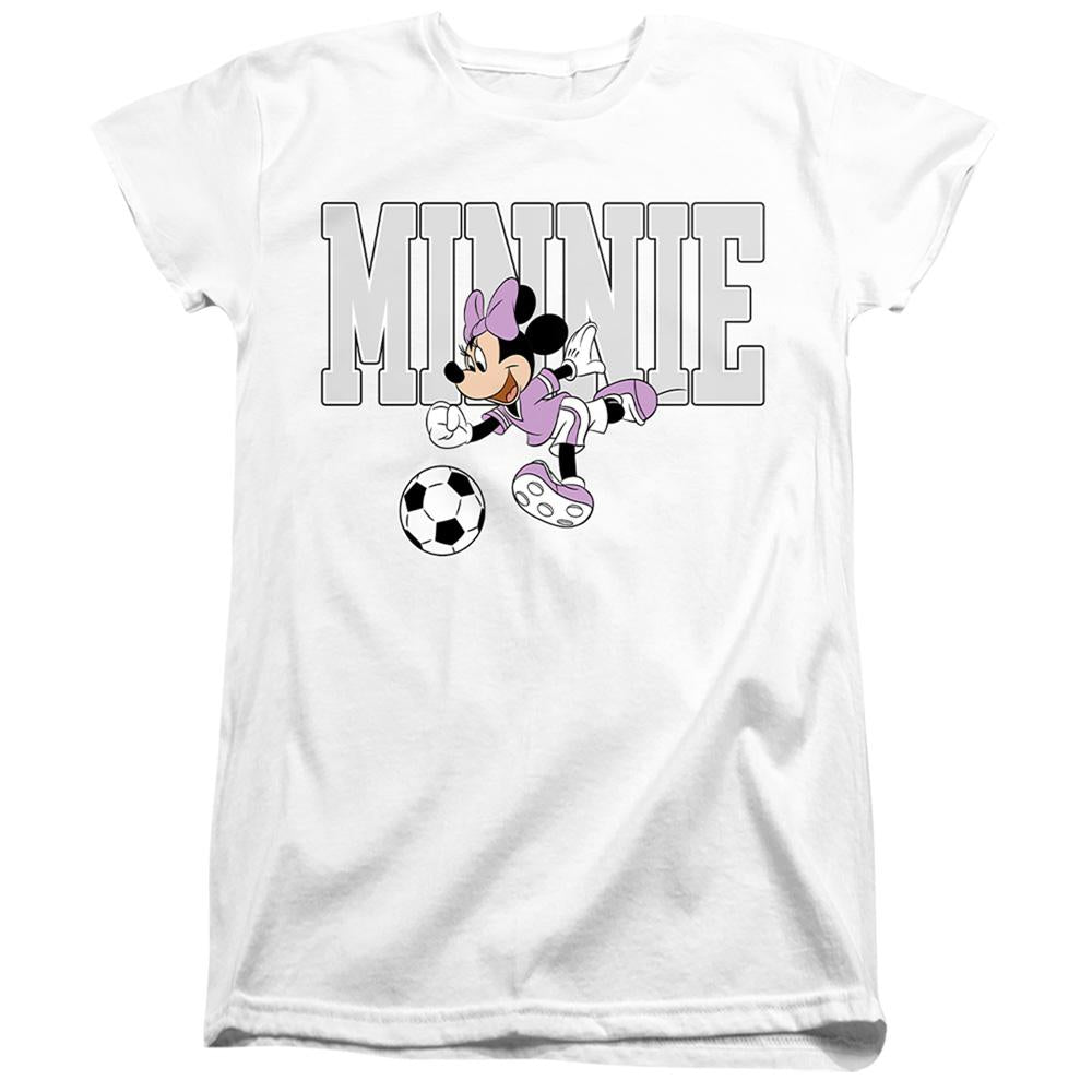 White - Front - Disney Womens-Ladies Football Kick Minnie Mouse T-Shirt