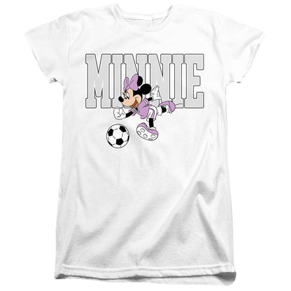 White - Front - Disney Womens-Ladies Football Kick Minnie Mouse T-Shirt