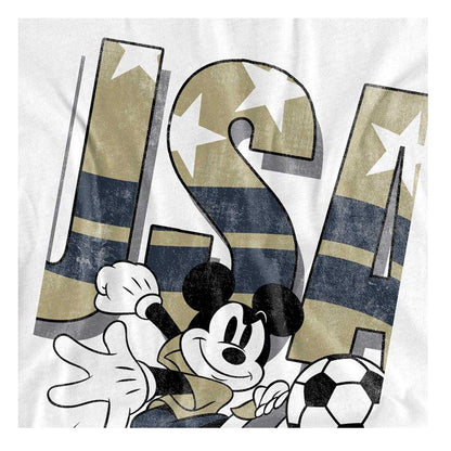 White - Side - Disney Womens-Ladies USA Soccer Mickey Mouse T-Shirt