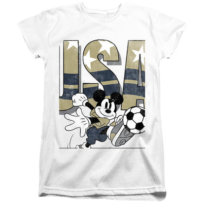 White - Front - Disney Womens-Ladies USA Soccer Mickey Mouse T-Shirt