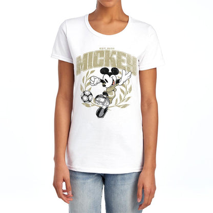 White - Lifestyle - Disney Womens-Ladies Mickey Mouse Laurel Football T-Shirt