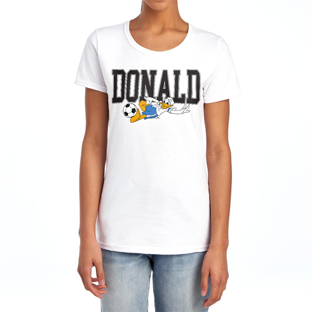 White - Lifestyle - Disney Womens-Ladies Kick Donald Duck Football T-Shirt