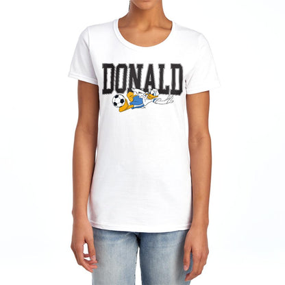 White - Lifestyle - Disney Womens-Ladies Kick Donald Duck Football T-Shirt