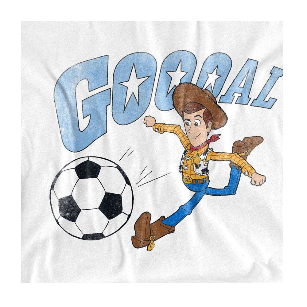 White - Side - Toy Story Womens-Ladies Goal Woody T-Shirt