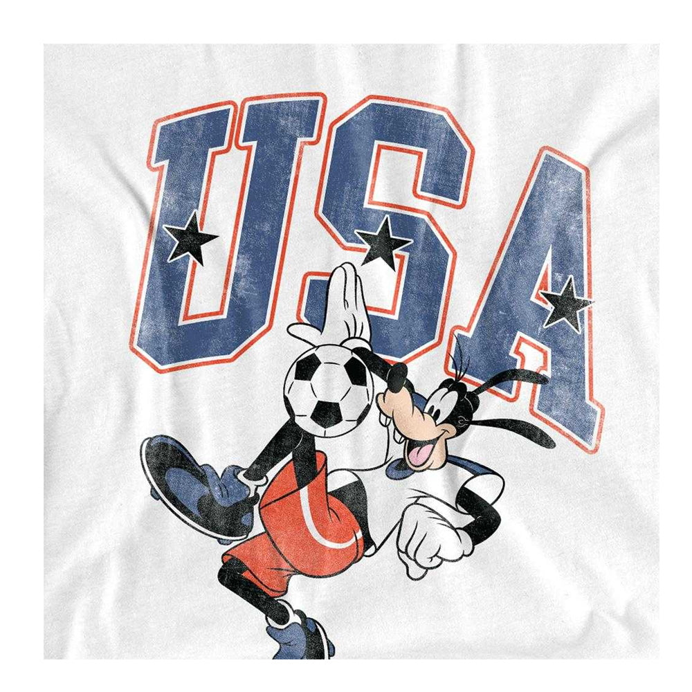 White - Side - Disney Womens-Ladies Football USA Goofy T-Shirt