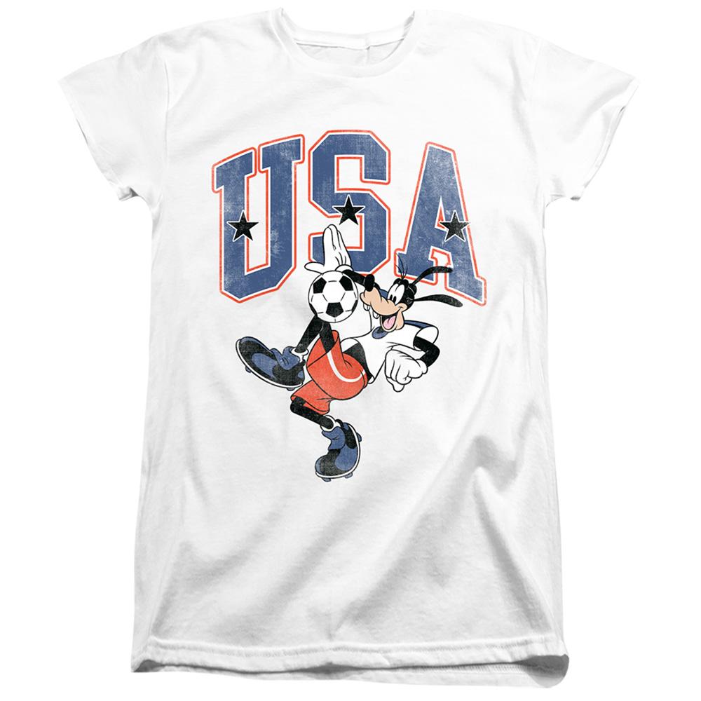 White - Front - Disney Womens-Ladies Football USA Goofy T-Shirt