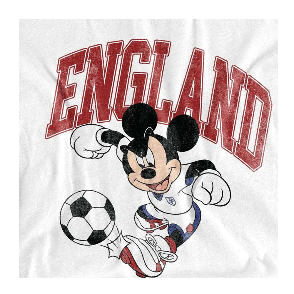 White - Side - Disney Womens-Ladies England Mickey Mouse Football T-Shirt