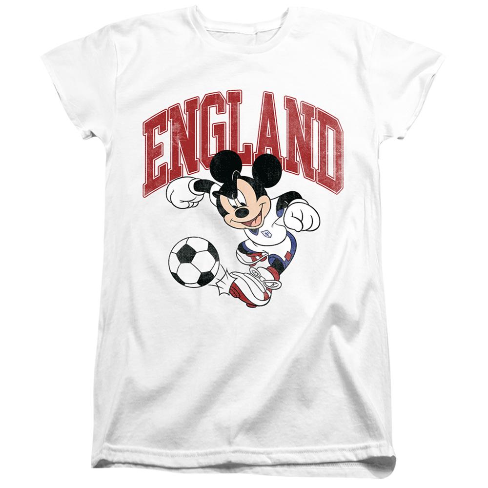 White - Front - Disney Womens-Ladies England Mickey Mouse Football T-Shirt