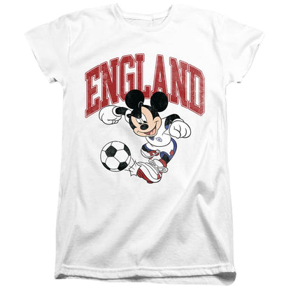 White - Front - Disney Womens-Ladies England Mickey Mouse Football T-Shirt