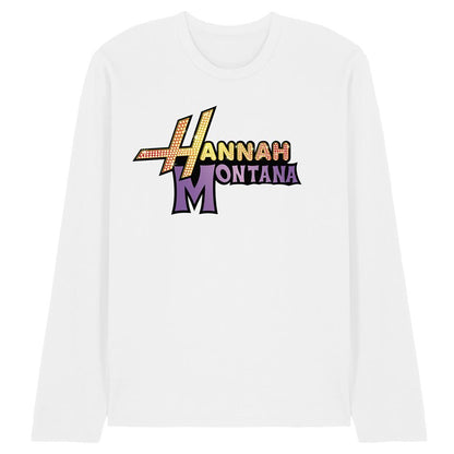 White - Front - Hannah Montana Unisex Adult Camp Rock Hannah Montana Logo Long-Sleeved T-Shirt