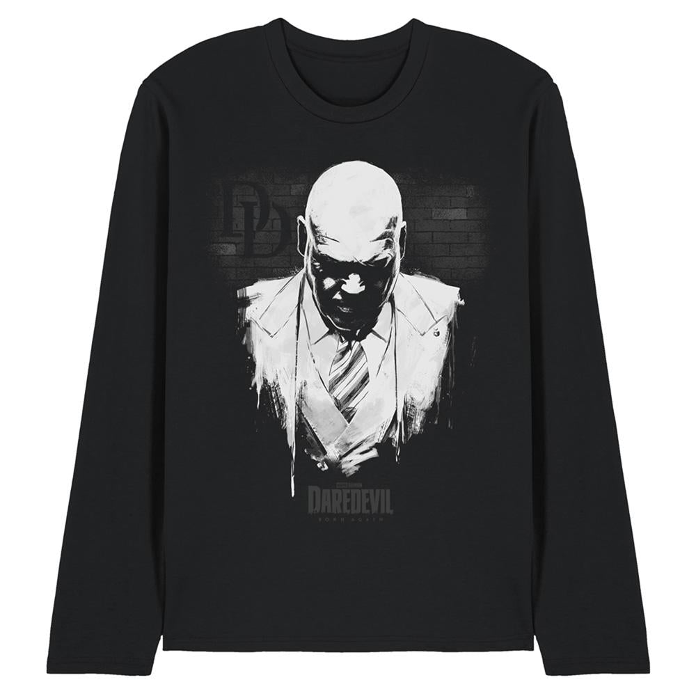 Black - Front - Daredevil Unisex Adult Fisk Kingpin Paint Long-Sleeved T-Shirt