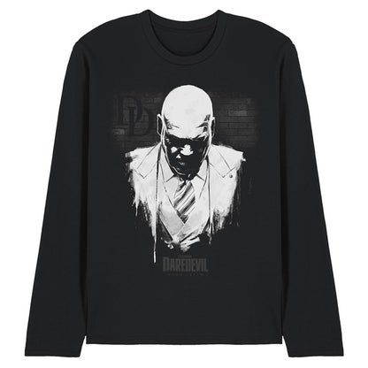 Black - Front - Daredevil Unisex Adult Fisk Kingpin Paint Long-Sleeved T-Shirt