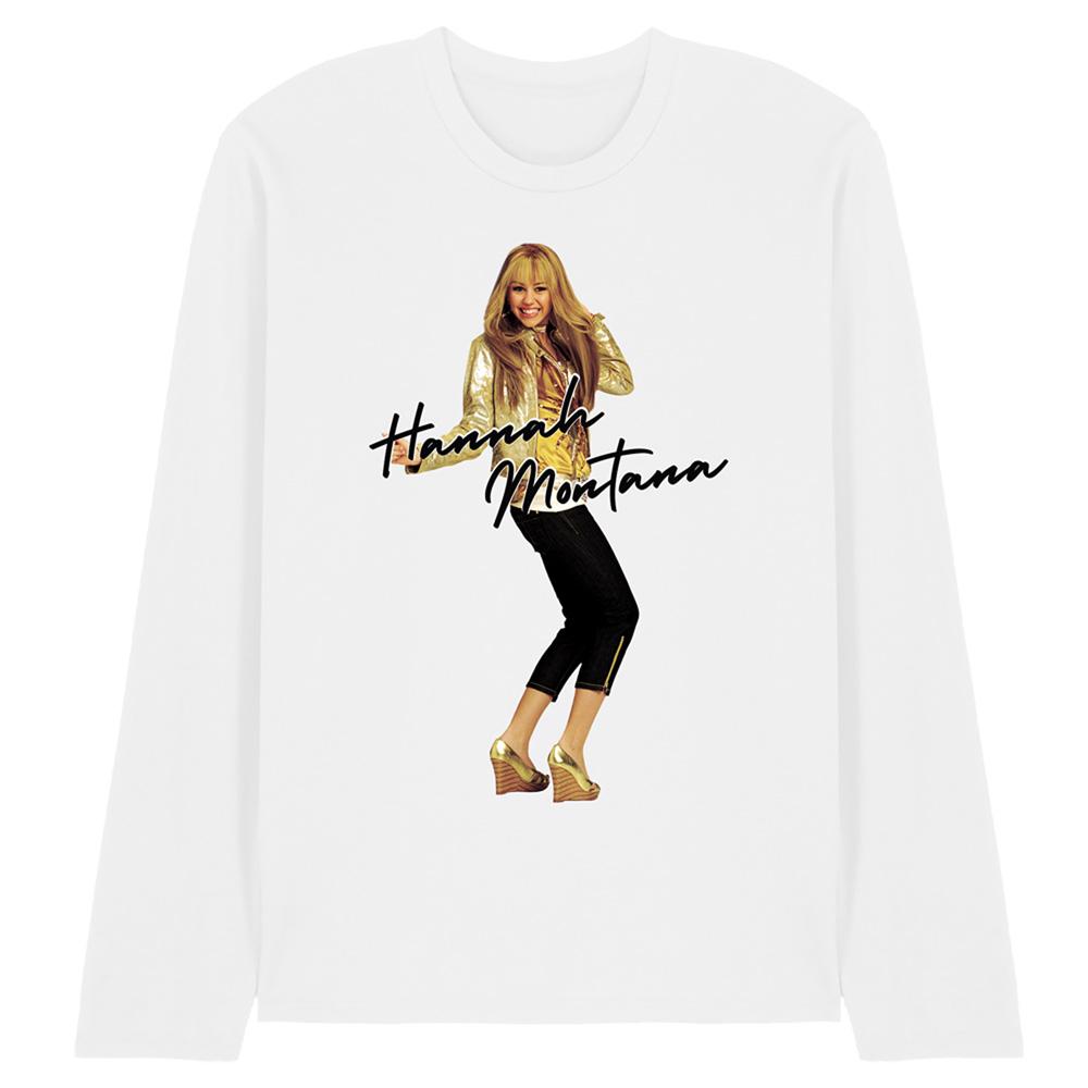 White - Front - Hannah Montana Unisex Adult Hannah Montana Pose Long-Sleeved T-Shirt