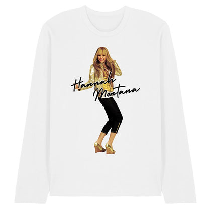 White - Front - Hannah Montana Unisex Adult Hannah Montana Pose Long-Sleeved T-Shirt