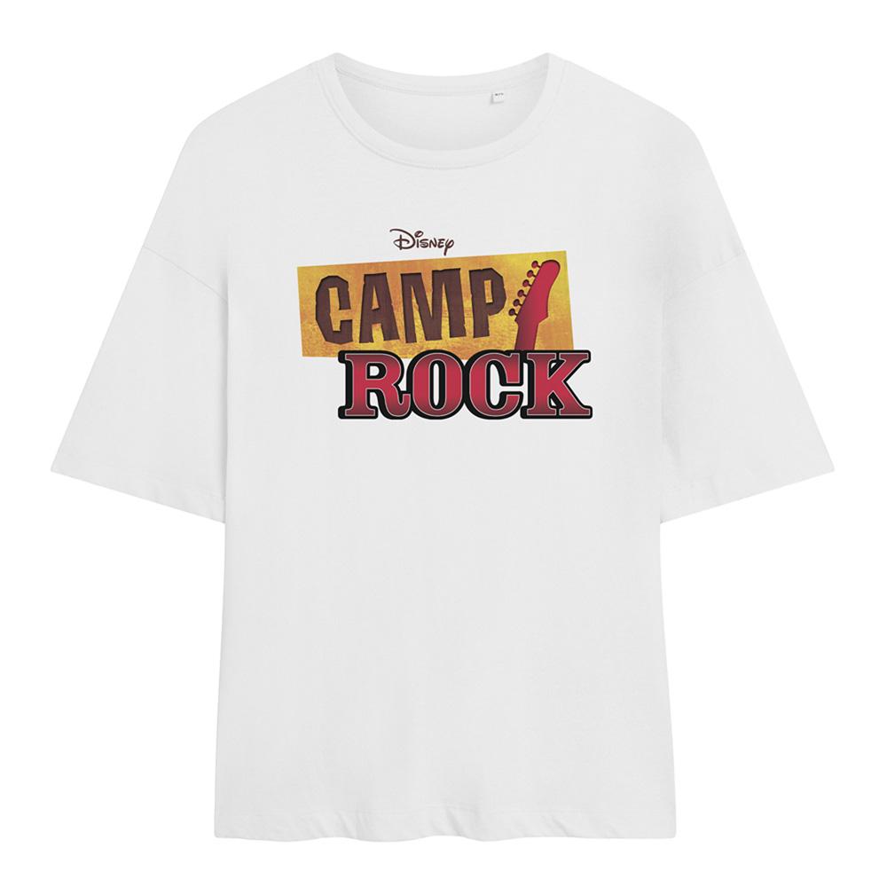 White - Front - Camp Rock Womens-Ladies Classic Logo Oversized T-Shirt