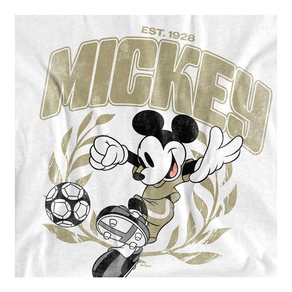 White - Side - Disney Womens-Ladies Mickey Mouse Laurel Football T-Shirt