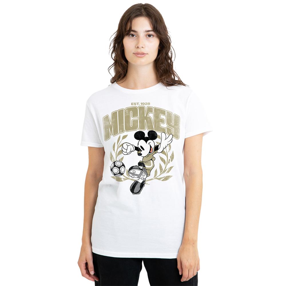 White - Lifestyle - Disney Womens-Ladies Mickey Mouse Laurel Football T-Shirt