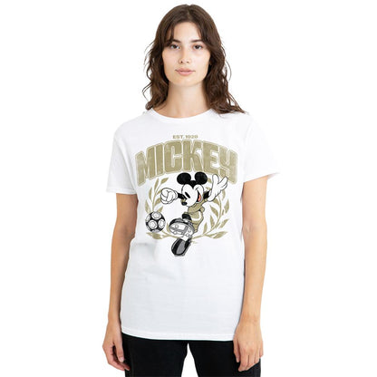 White - Lifestyle - Disney Womens-Ladies Mickey Mouse Laurel Football T-Shirt