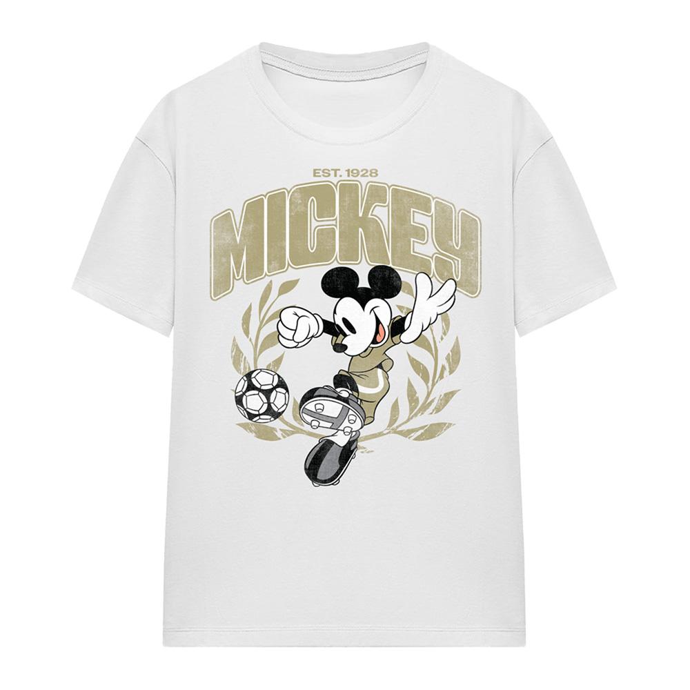 White - Front - Disney Womens-Ladies Mickey Mouse Laurel Football T-Shirt