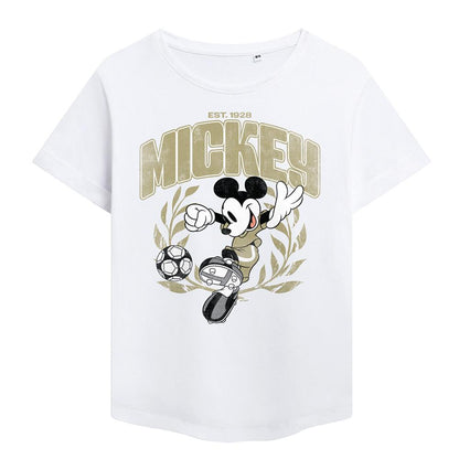 White - Front - Disney Womens-Ladies Mickey Mouse Football Fashion T-Shirt