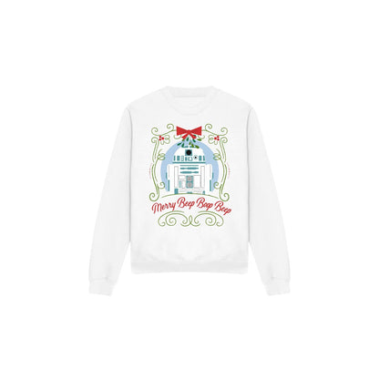 White - Front - Star Wars Unisex Adult Merry Beep Boop Beep R2-D2 Christmas Sweatshirt