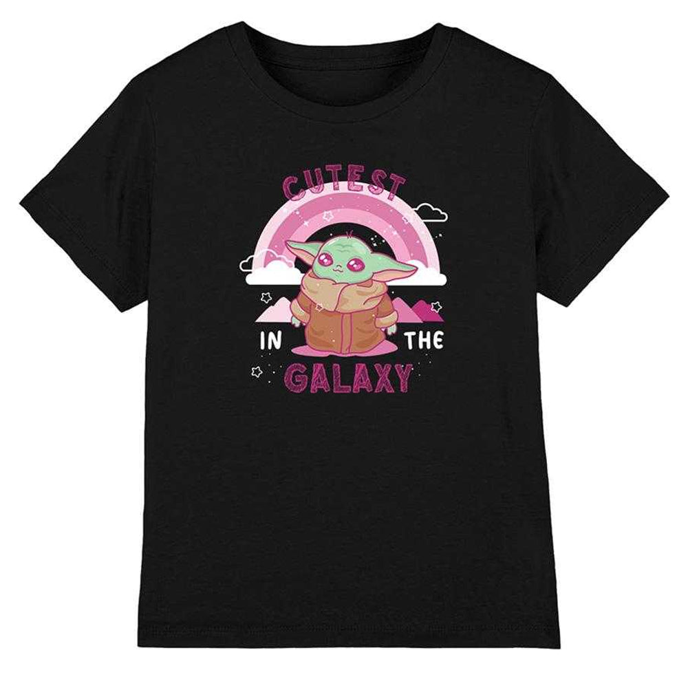 Black - Front - Star Wars Childrens-Kids Cutest In The Galaxy Grogu Ringspun Cotton T-Shirt