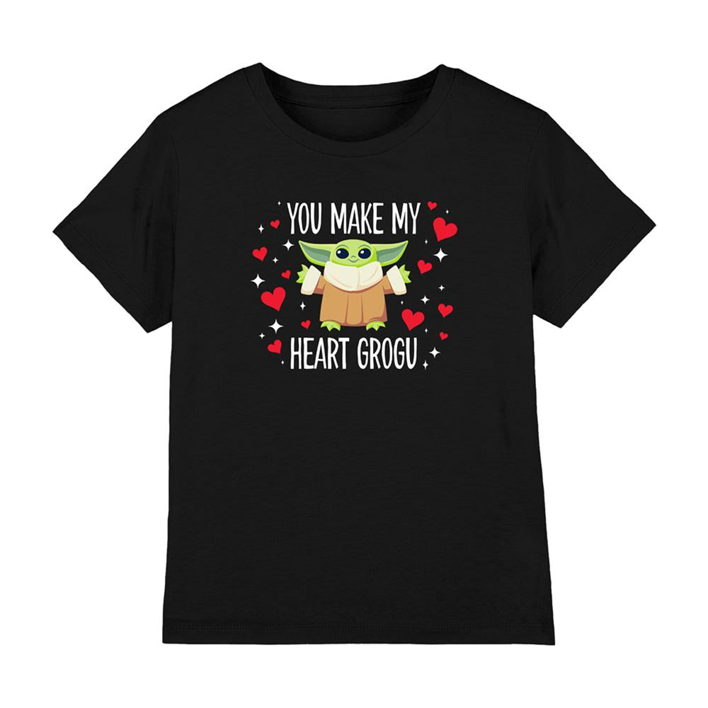 Black - Front - Star Wars Childrens-Kids You Make My Heart Grogu Star Wars T-Shirt