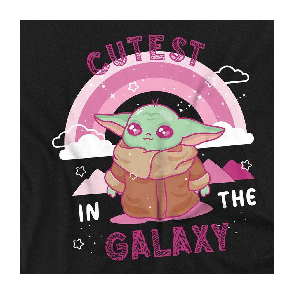 Black - Side - Star Wars Unisex Adult Cutest In The Galaxy Grogu Star Wars Ringspun Cotton T-Shirt