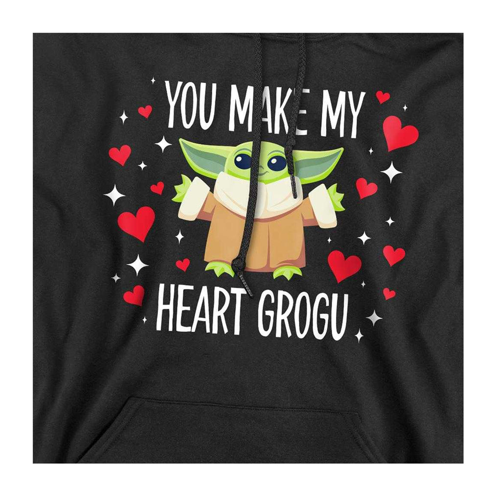 Black - Side - Star Wars Unisex Adult You Make My Heart Grogu Hoodie