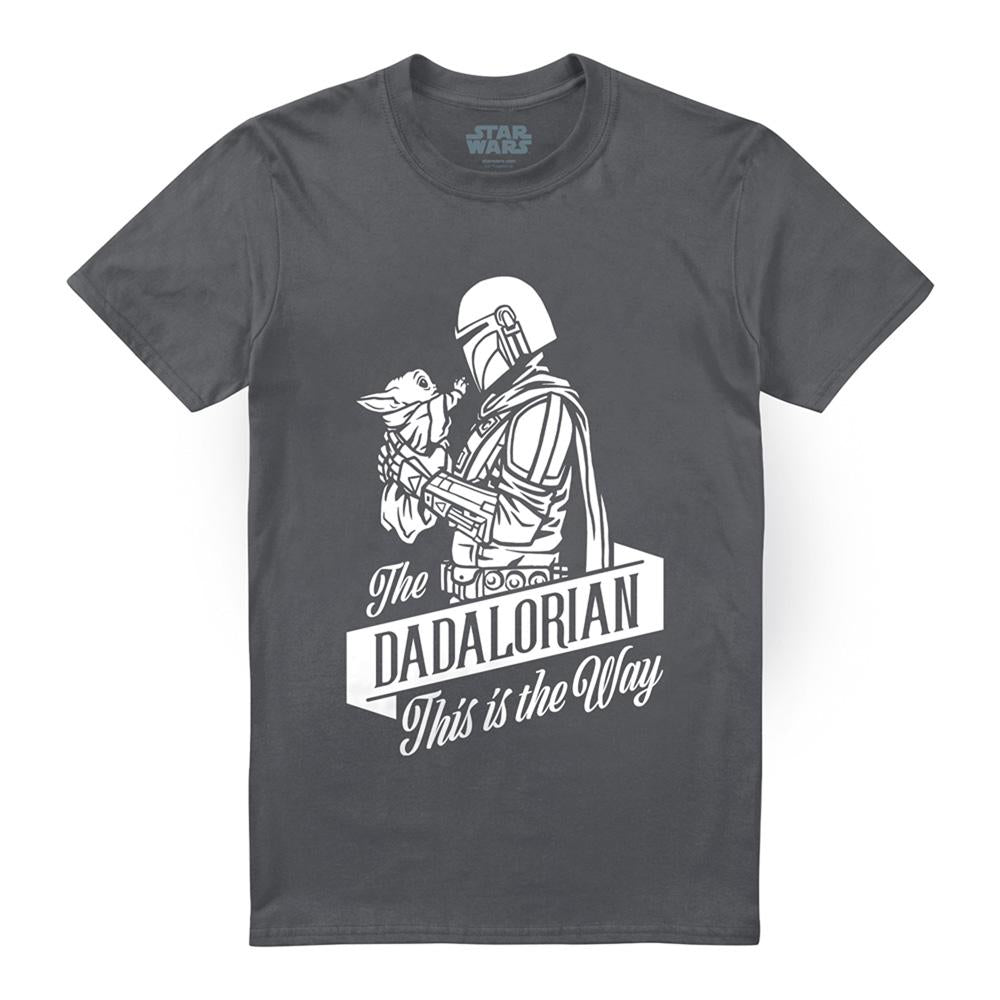 Charcoal - Front - Star Wars Mens Dadalorian Ringspun Cotton Fathers Day T-Shirt