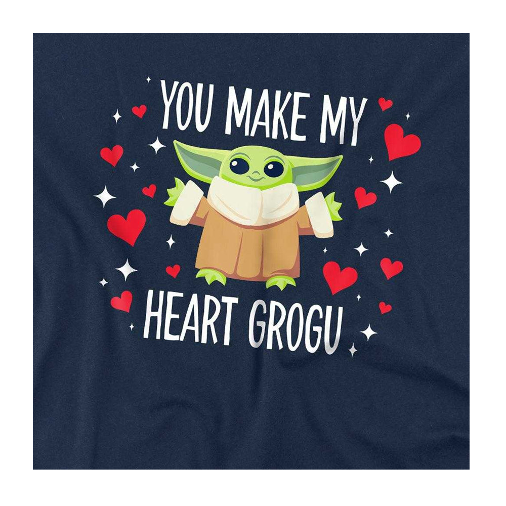 Navy - Side - Star Wars Childrens-Kids You Make My Heart Grogu T-Shirt