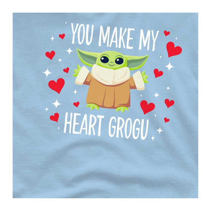 Light Blue - Side - Star Wars Unisex Adult You Make My Heart Grogu Ringspun Cotton T-Shirt