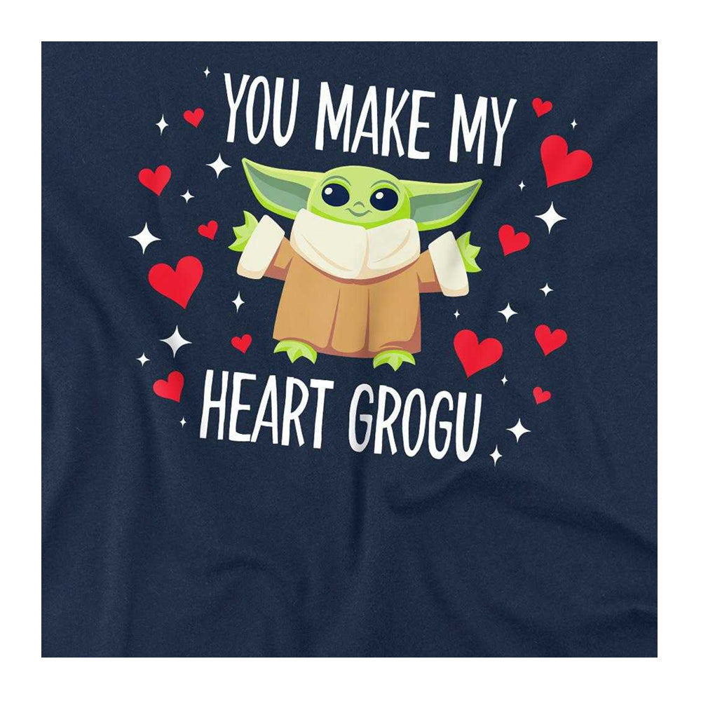 Navy - Side - Star Wars Unisex Adult You Make My Heart Grogu Ringspun Cotton T-Shirt