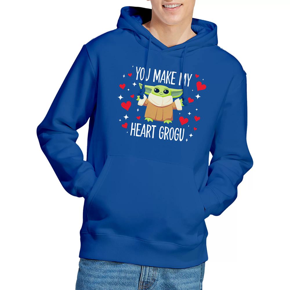 Royal Blue - Lifestyle - Star Wars Unisex Adult You Make My Heart Grogu Midweight Long-Sleeved Hoodie
