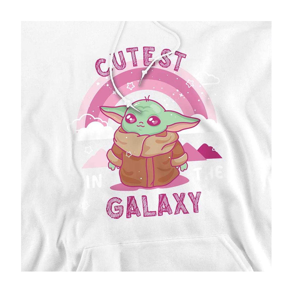White - Side - Star Wars Unisex Adult Cutest In The Galaxy Grogu Weave Long-Sleeved Hoodie