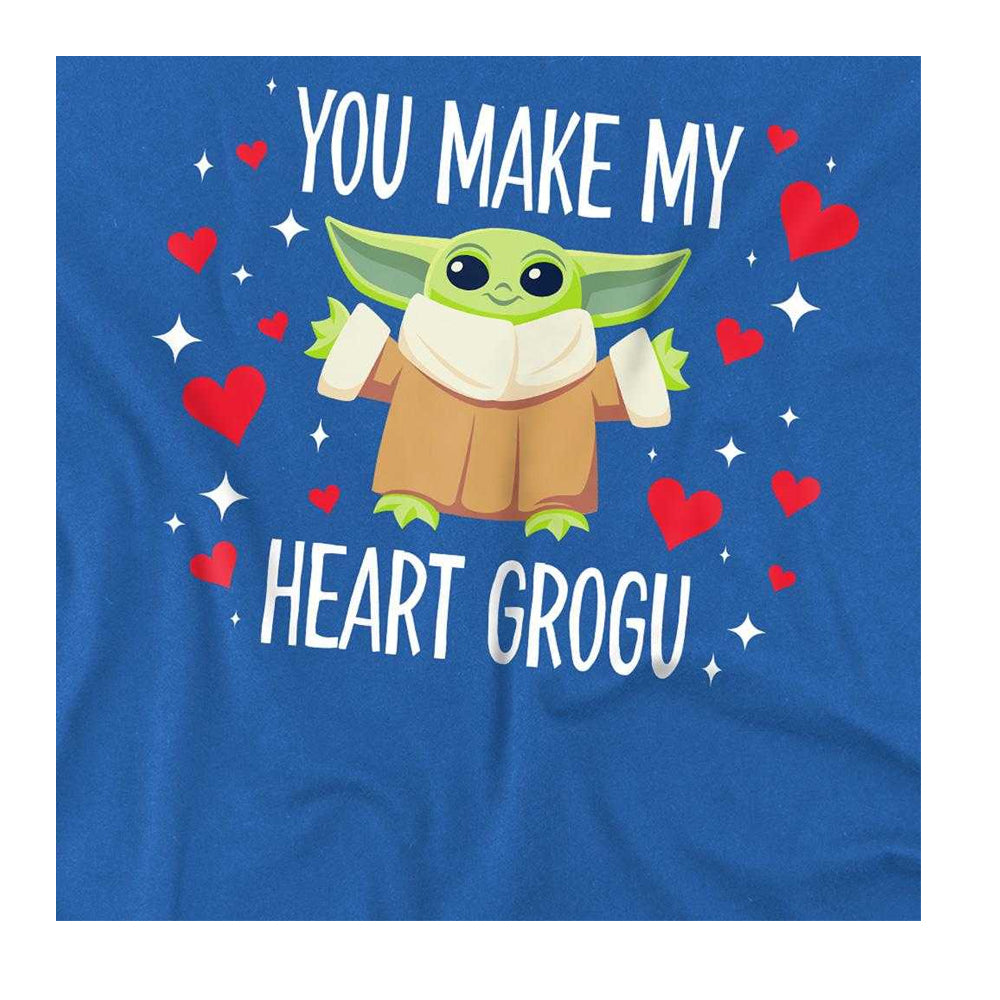 Royal Blue - Side - Star Wars Childrens-Kids You Make My Heart Grogu T-Shirt
