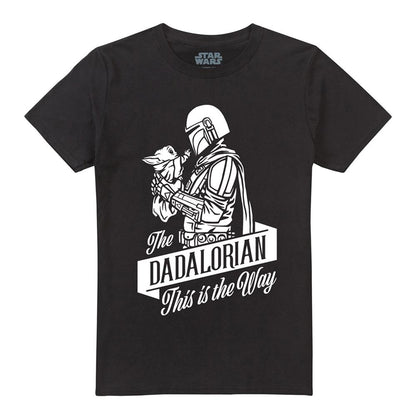 Black - Front - Star Wars Mens Dadalorian Ringspun Cotton Short-Sleeved Fathers Day T-Shirt