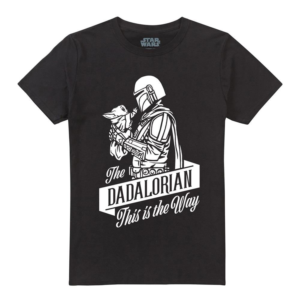Black - Front - Star Wars Mens Dadalorian Ringspun Cotton Short-Sleeved Fathers Day T-Shirt