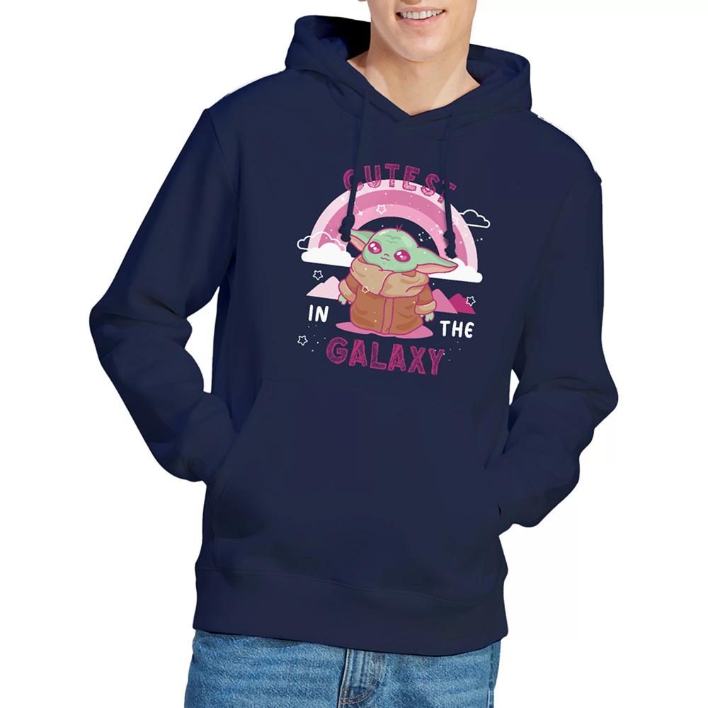 Navy - Lifestyle - Star Wars Unisex Adult Cutest In The Galaxy Grogu Weave Long-Sleeved Hoodie