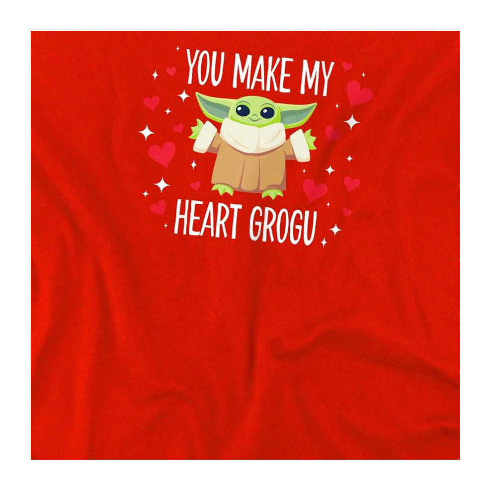 Red - Side - Star Wars Childrens-Kids You Make My Heart Grogu T-Shirt