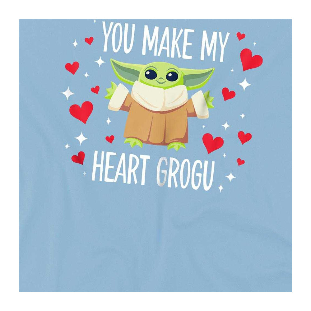 Light Blue - Side - Star Wars Childrens-Kids You Make My Heart Grogu T-Shirt